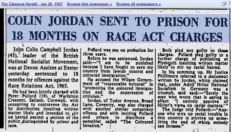 The first prosecution of UK's 1965 Race Relation Act came in 1967.  